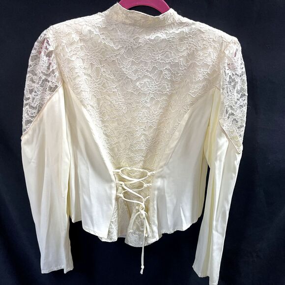 Circle T Marilyn Lenox 70s Western Look Womens Shirt Corset Back Large Cream - Picture 7 of 8